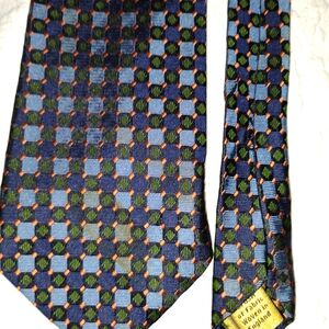 Hickey Freeman Blue and Green Geometric Tie